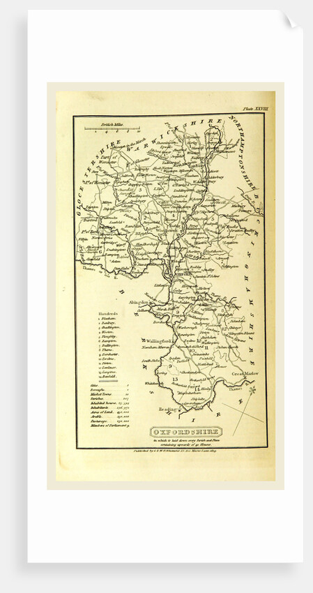 Oxfordshire, map, A Topographical Dictionary of the United Kingdom by Anonymous