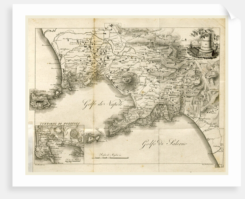 Map of Napels, Golf of Napels, Napoli e Contorni, Editore L. Galanti, Italy by Anonymous