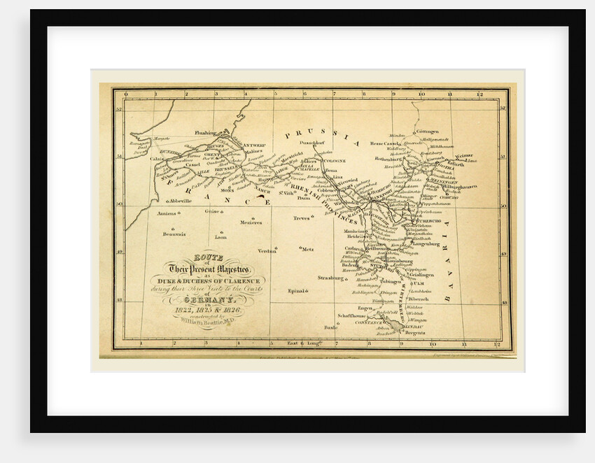 Route of their Royal Highnesses the Duke & Duchess of Clarence during their visits 1822, 1825, & 1826 of Germany by Anonymous