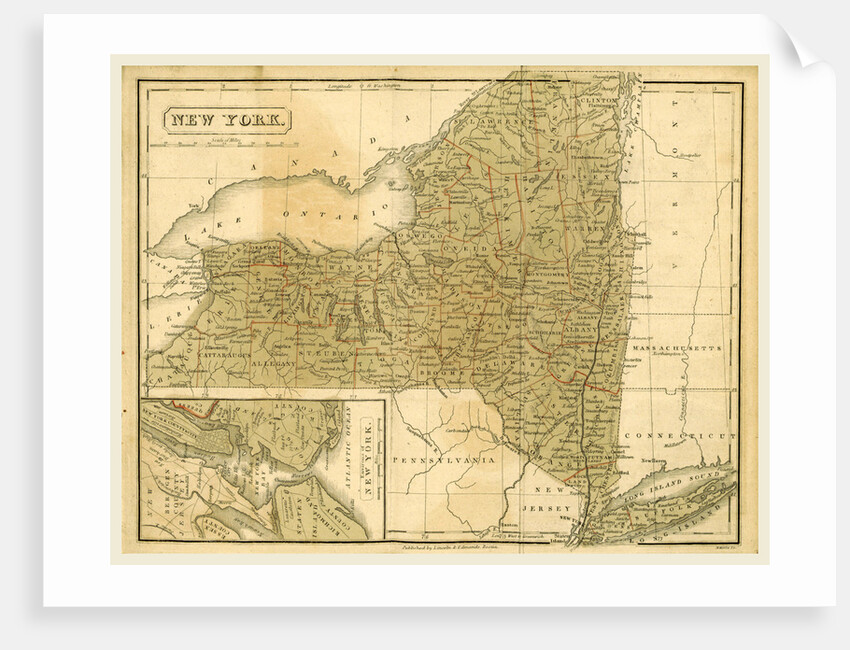 Map New York, The Boston School Atlas by Anonymous