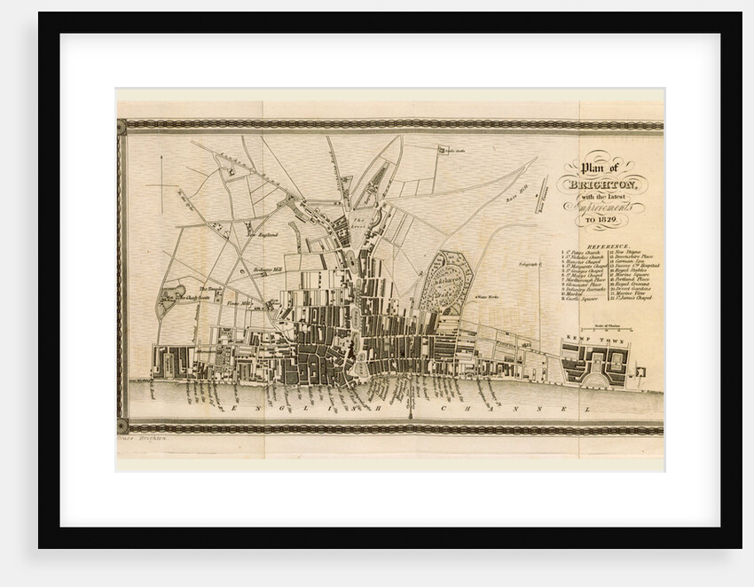 Map of Brighton,1829, UK by Anonymous