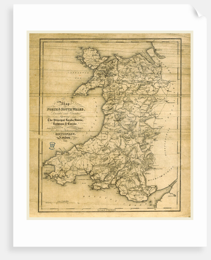 A Topographical Dictionary of Wales, map of North and South Wales by Anonymous