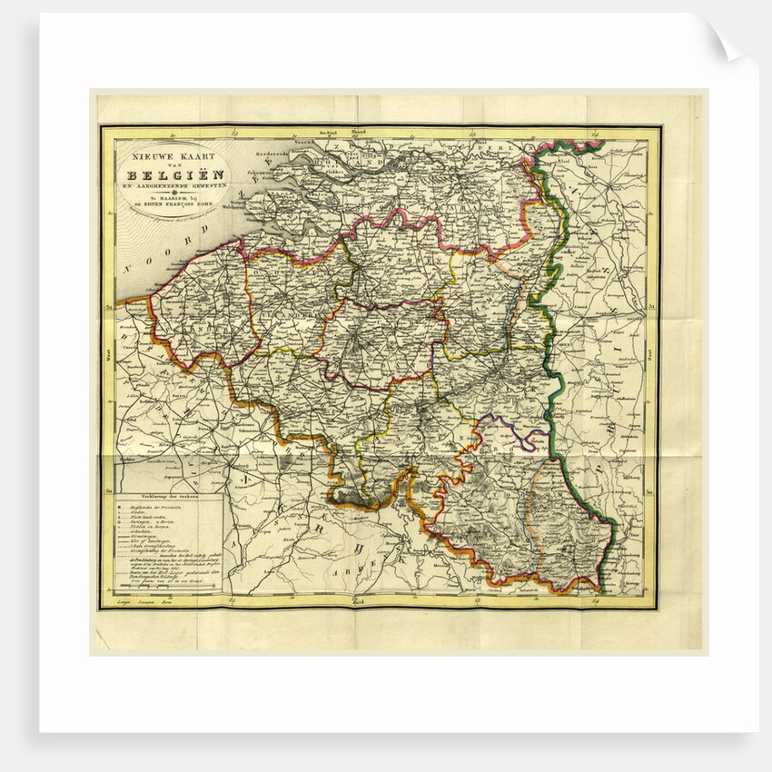 Map Belgium, 19th century by Anonymous