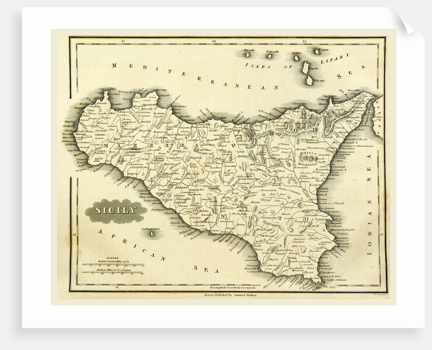 Map Sicily, Italy by Anonymous