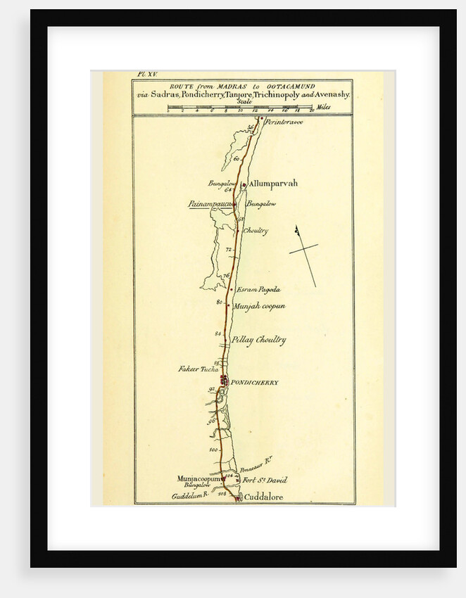 Observations on the Neilgherries, map of the route from Madras to Ootagamund by Anonymous