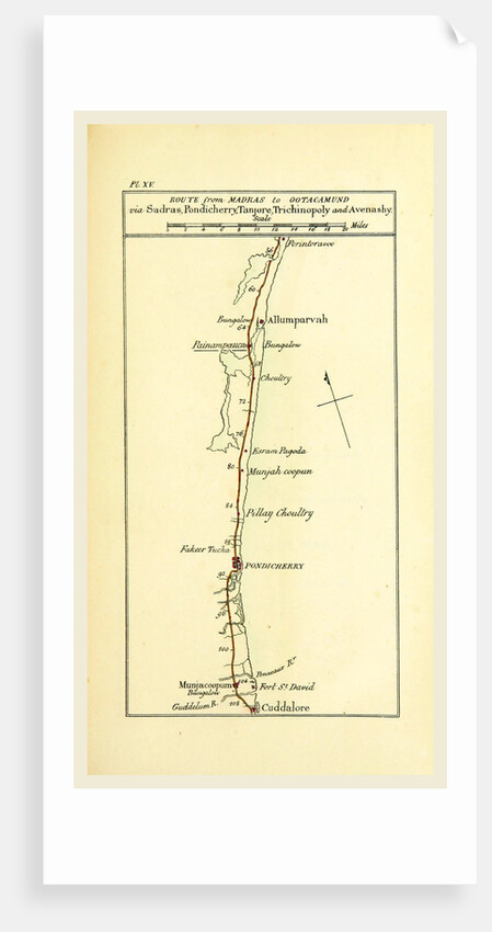 Observations on the Neilgherries, map of the route from Madras to Ootagamund by Anonymous
