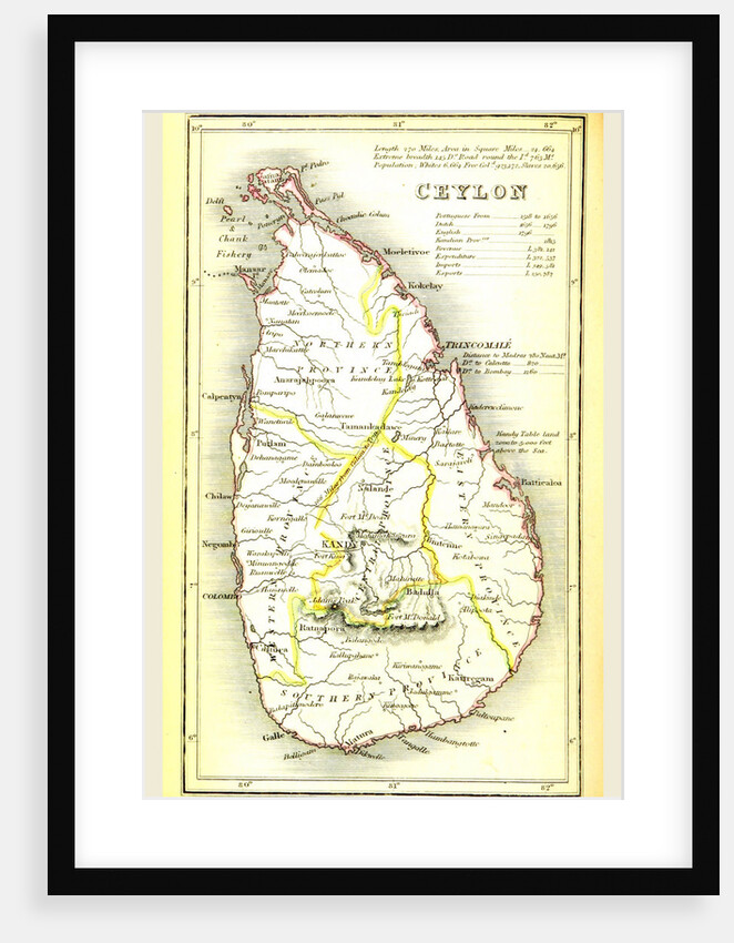 Map Ceylon, Sri Lanka by Anonymous