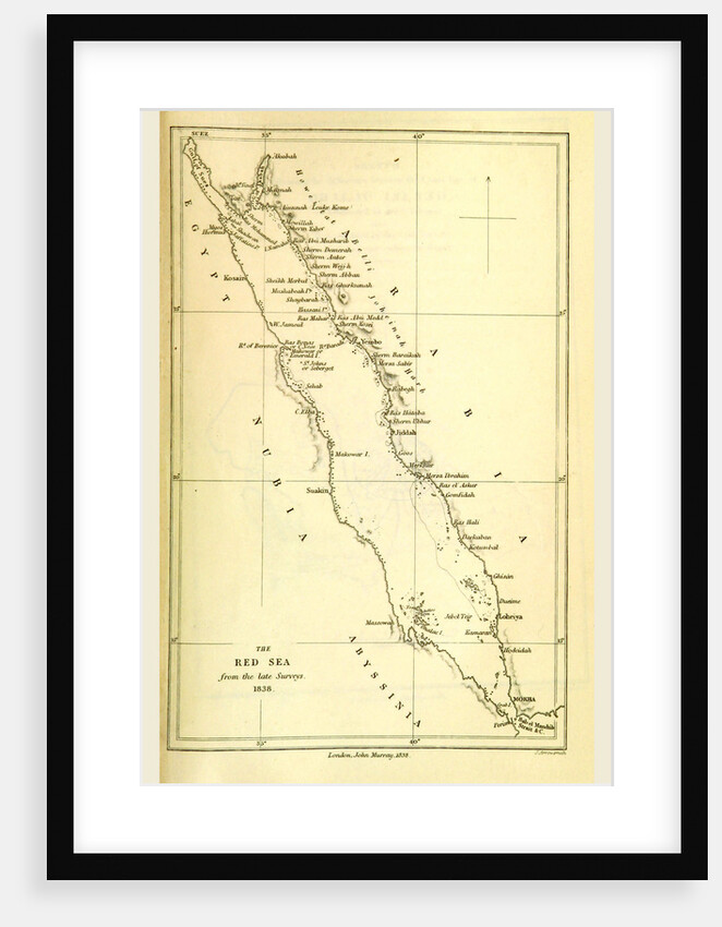 Map of the Red Sea, Travels in Arabia by Anonymous
