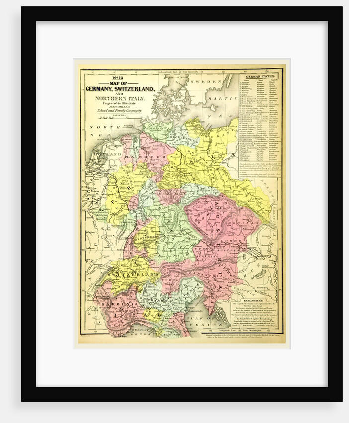 Map of Germany and Switzerland by Anonymous