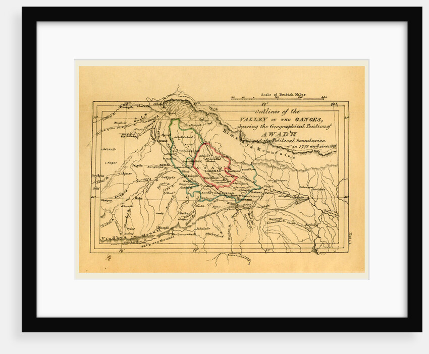Map valley of the Ganges India, Outline of the Topography and Statistics of the Southern Districts of Oud'h, and of the cantonment of Sultanpur-Oud'h by Anonymous