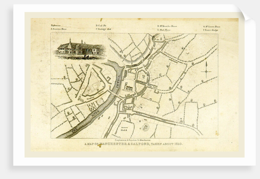 Map, Mancuniensis or an history of the town of Manchester and Salford by Anonymous