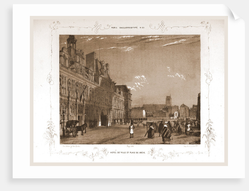 Hotel de Ville and Place de Greve, Paris and surroundings by M. C. Philipon