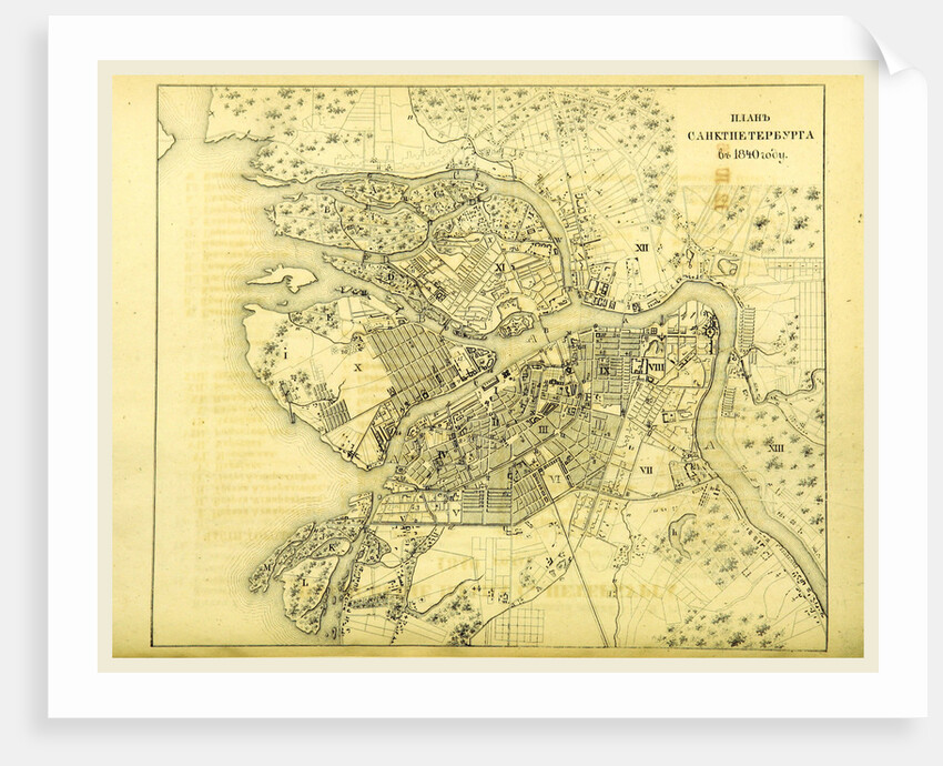 Map, 1840, St. Petersburg, Russia by Anonymous