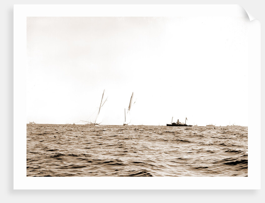 Columbia and Shamrock I coming for the line, Columbia (Sloop), Shamrock I (Yacht) by Anonymous