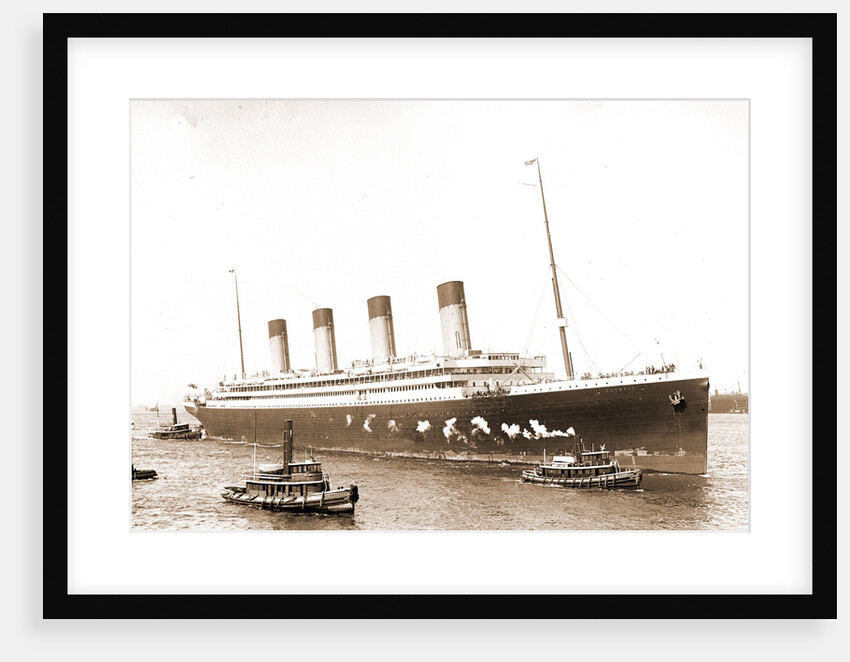 White Star S.S. Olympic guided in by tugboats Geo. K. Kirkham and Dowmer, Olympic (Steamship) by Anonymous