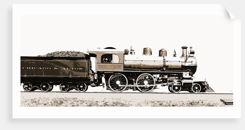 Railroad locomotive and coal car, Chicago and Alton Railroad by Anonymous