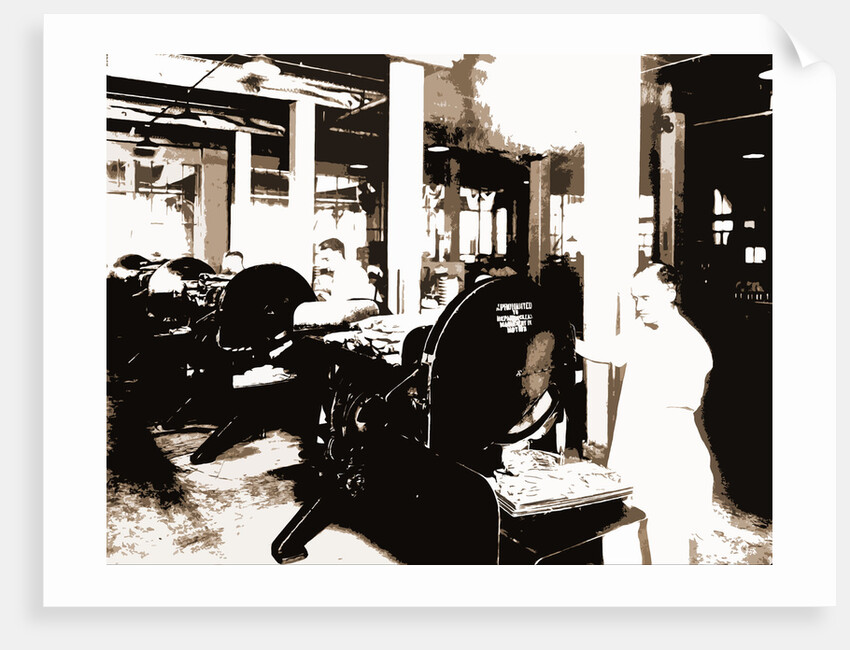 Slicing bacon, Meat industry by Anonymous