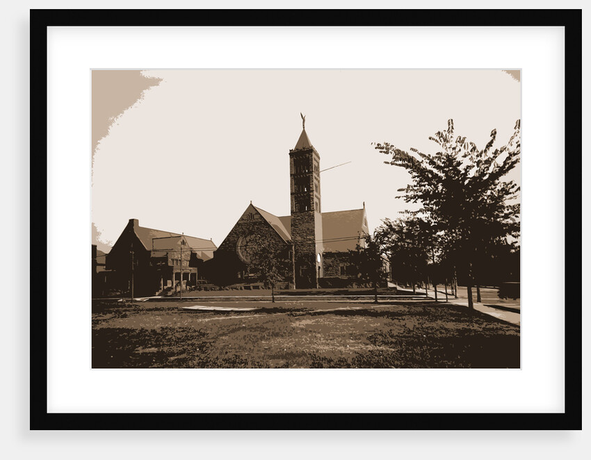 Church with tall tower, possibly in Detroit by Anonymous