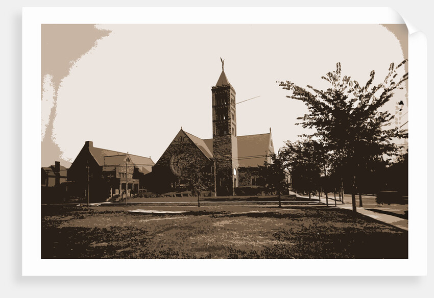 Church with tall tower, possibly in Detroit by Anonymous