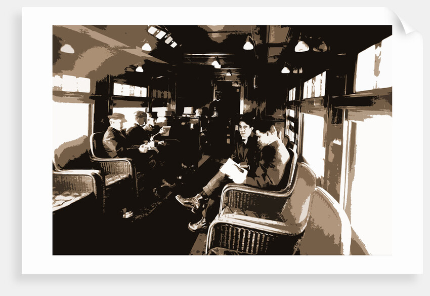 Buffet library car on a deluxe overland limited train, Railroad dining cars by Anonymous