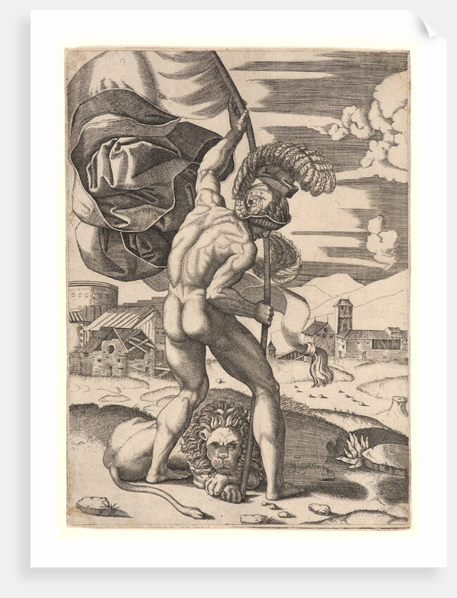 Standard Bearer, 16th century by Marcantonio Raimondi