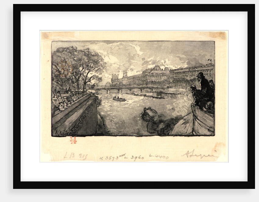 Le Louvre, vu du Pont-Neuf, 1890 by Auguste Louis Lepère