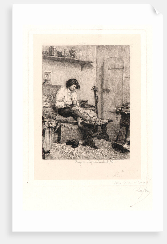 Paul-Adolphe Rajon (French, 1842 - 1888) after Steinheil fils (French). The Poor Student (L'Étudiant Pauvre), 19th century by Paul-Adolphe Rajon