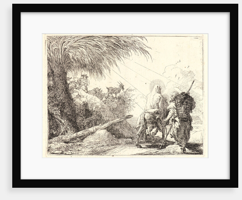 The Flight, Holy Family at the Right, Joseph Looking to the Left, 1750-1753 by Giovanni Domenico Tiepolo