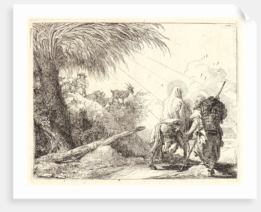The Flight, Holy Family at the Right, Joseph Looking to the Left, 1750-1753 by Giovanni Domenico Tiepolo