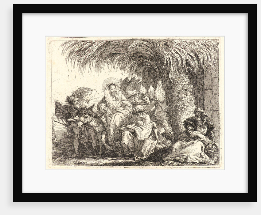 Joseph Kneels with the Child before Mary on the Donkey, 1750-1753 by Giovanni Domenico Tiepolo