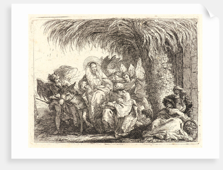 Joseph Kneels with the Child before Mary on the Donkey, 1750-1753 by Giovanni Domenico Tiepolo