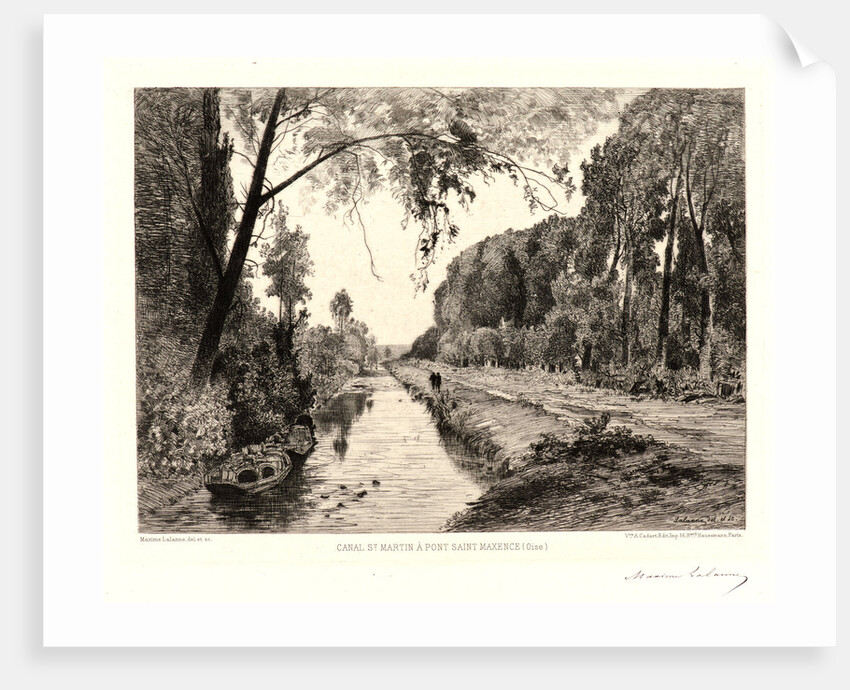St. Martin Canal at Saint Maxence Bridge (Canal St. Martin à Pont Saint Maxence, Oise), 19th century by Maxime Lalanne