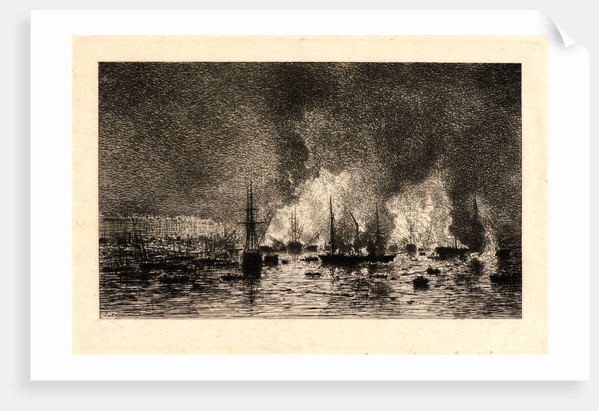 Fire in the Port of Bordeaux (Incendie dans le Port de Bordeaux), 1869 by Maxime Lalanne