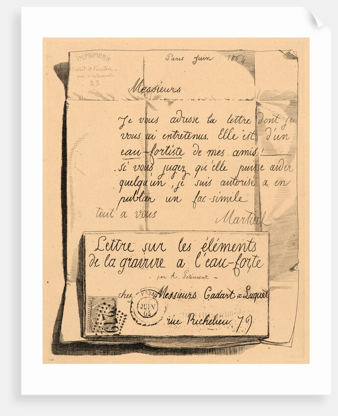 Letter on the Elements of Etching, title sheet, 1864 by Adolphe Martial Potémont