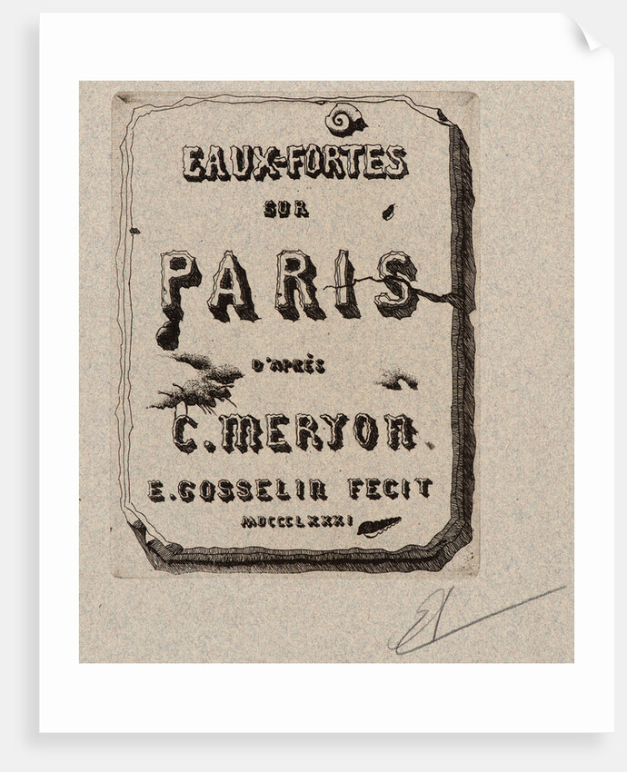 Title Page, Eaux-Fortes sur Paris, 1881 by Edmond Gosselin