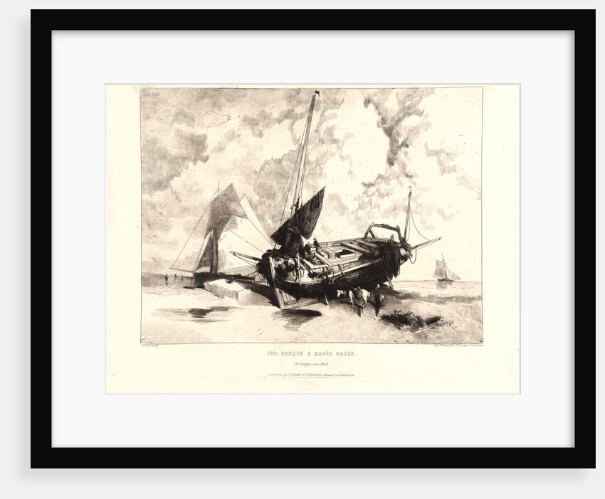 Une Barque à Marée Basse (Boulogne-sur-Mer), 19th century by Louis Adolphe Hervier