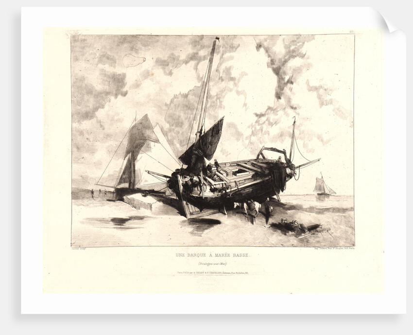 Une Barque à Marée Basse (Boulogne-sur-Mer), 19th century by Louis Adolphe Hervier
