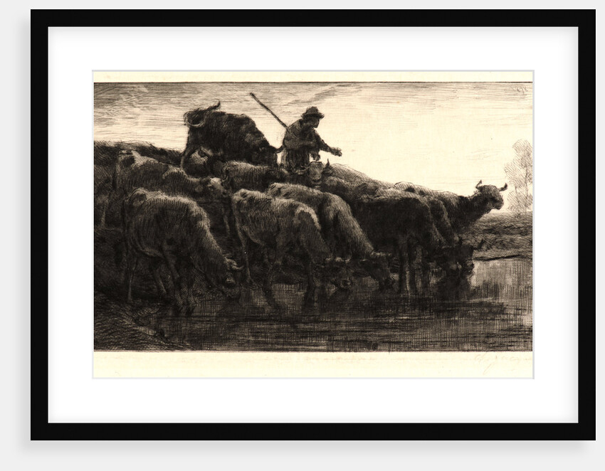 Herd of Cows at the Watering Place (Troupeau de vaches a l'abreuvoir), 1878 by Charles Émile Jacque