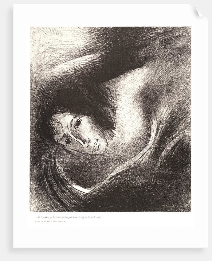 And the devil that deceived them was cast into the lake of fire and brimstone, where the beast and the false prophet are by Odilon Redon