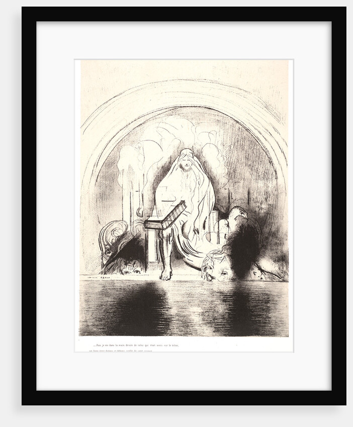 And I saw in the right hand of him that sat upon the throne a book written within and on the backside, sealed with seven seals, 1899 by Odilon Redon