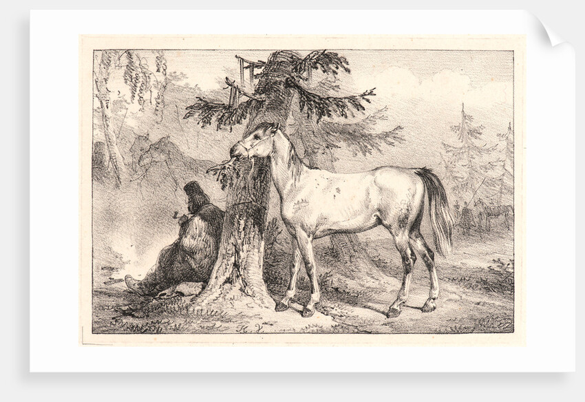 Cossack and Horse beside a Tree, 19th century by Horace Vernet