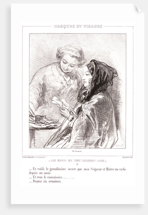And here is the enormous secret that my husband has been hiding from me for a month. And you knew about it?... For six weeks by Paul Gavarni