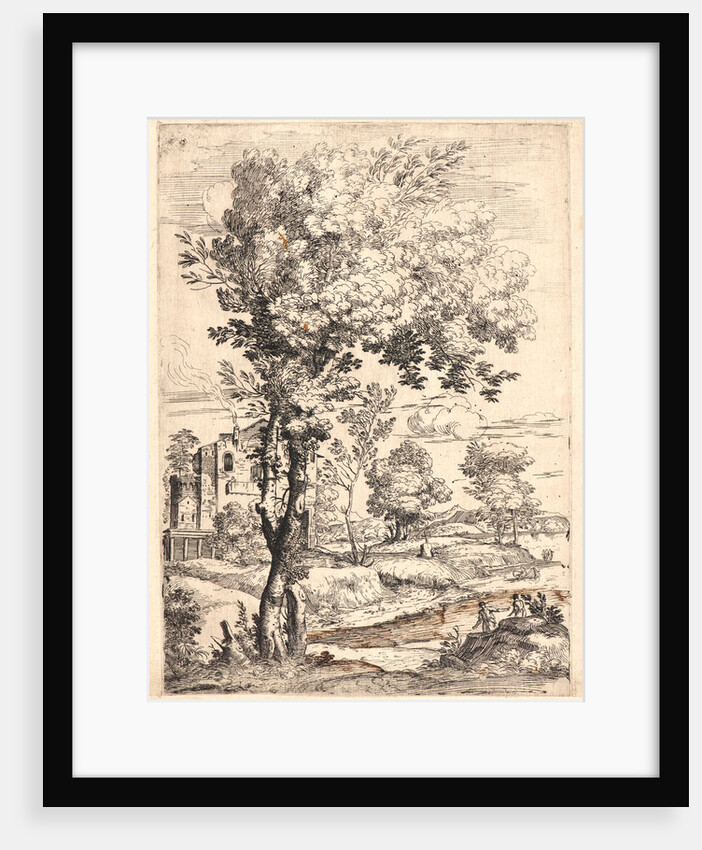 Landscape with Two Men near a Knoll, ca. 1660-1680 by Giovanni Francesco Grimaldi