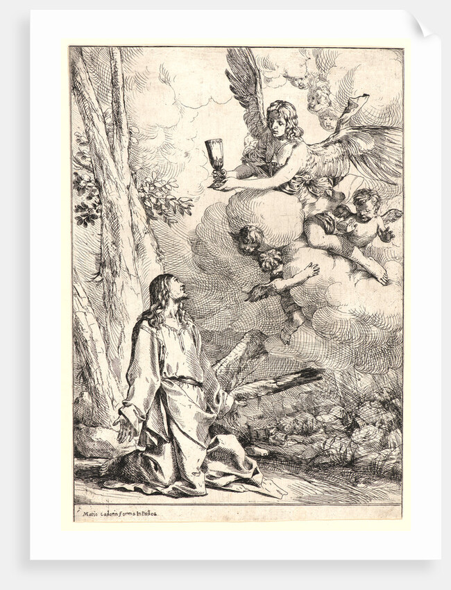 Christ on the Mount of Olives, 17th century. Second or third state. by Giulio Carpioni