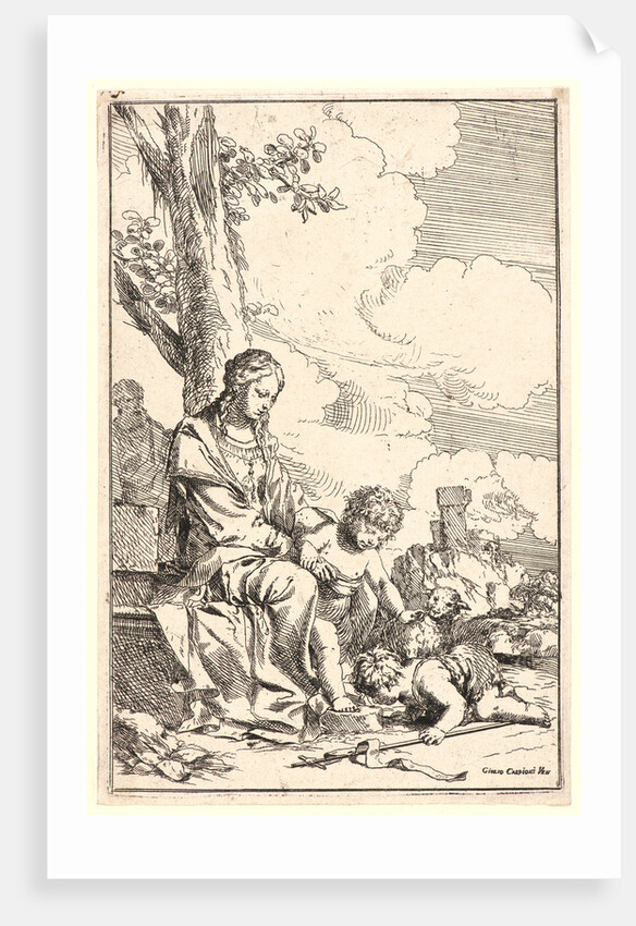 L'Hommage du Petit St. Jean (The Holy Family), 17th century. by Giulio Carpioni