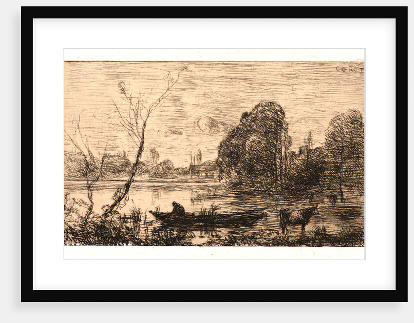 Ville d'Avray: Boatman on Pond (Evening), 1862 by Jean-Baptiste-Camille Corot