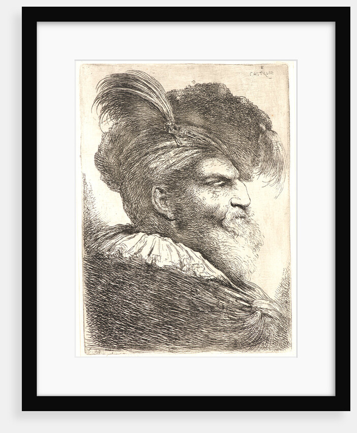 Bearded Man Wearing a Bonnet with a Plume, ca. 1648-1650 by Giovanni Benedetto Castiglione
