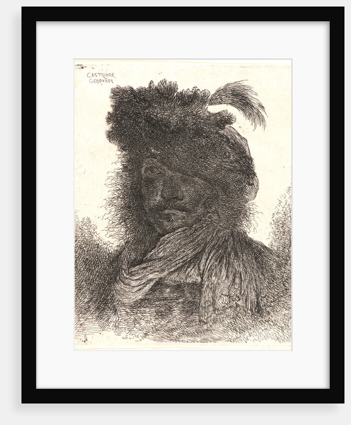 Head of Man Wearing a Fur Cap with a Plume, ca. 1648-1650 by Giovanni Benedetto Castiglione