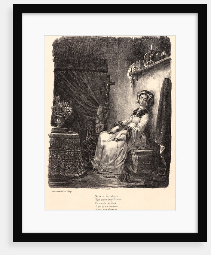 Marguerite at Her Spinning Wheel (Marguerite au rouet), 1828 by Eugène Delacroix