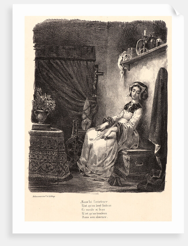 Marguerite at Her Spinning Wheel (Marguerite au rouet), 1828 by Eugène Delacroix